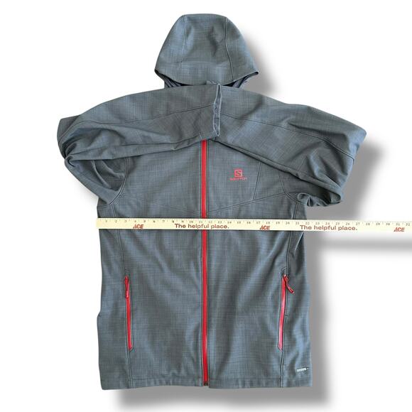 Salomon‎ Men’s L AdvancedSkin Dry 10K/10K Softshell Hooded Jacket Gray Red - Picture 4 of 11